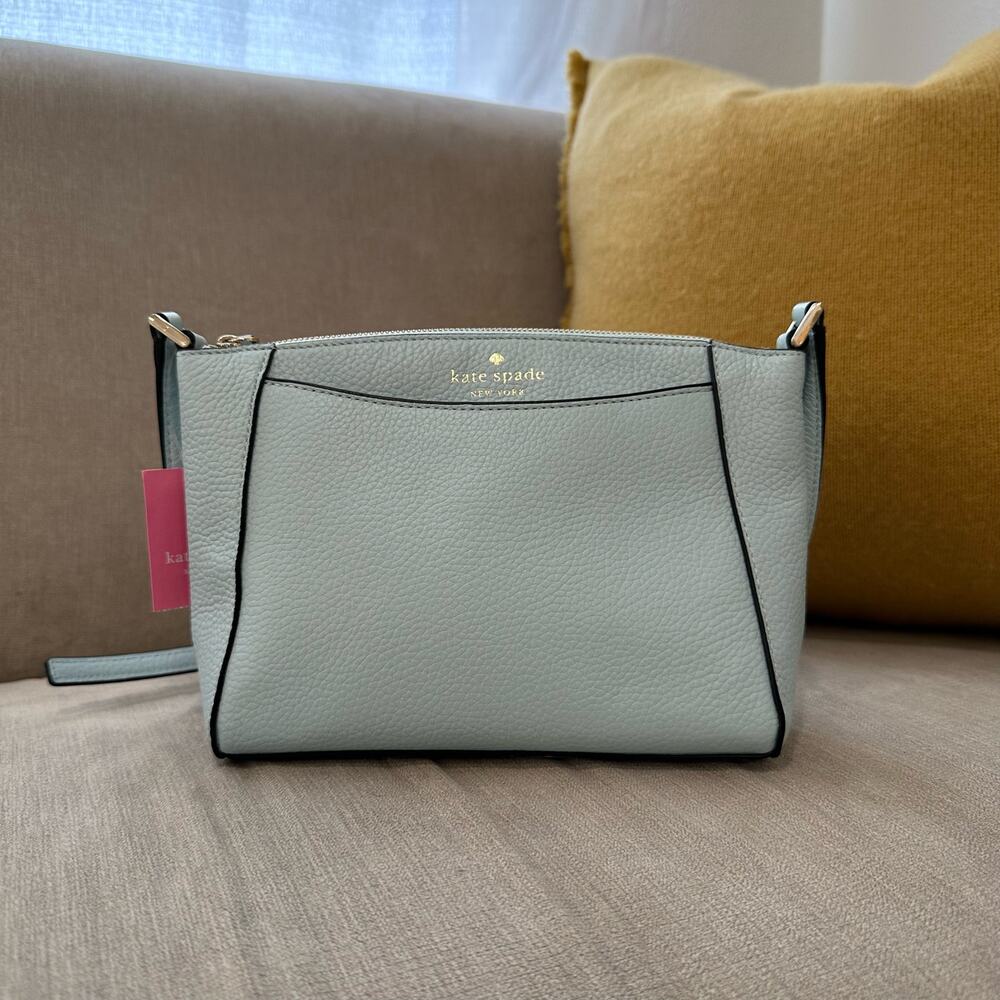 Kate Spade Monica Leather Crossbody Bag Purse Handbag (Frosty Sky)